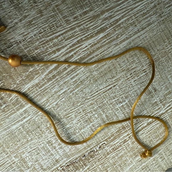 Gold & Cream Clay Angel with Stars and beads Necklace, 26" - Picture 6 of 13